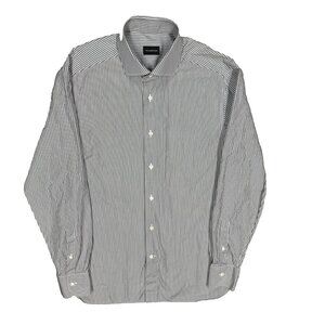 Ermenegildo Zegna Dress Shirt Striped Long Sleeve Cotton White 41 16 Large